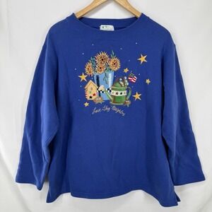 Vintage Quacker Factory Embroidered Sweatshirt XL Cottage Garden Americana